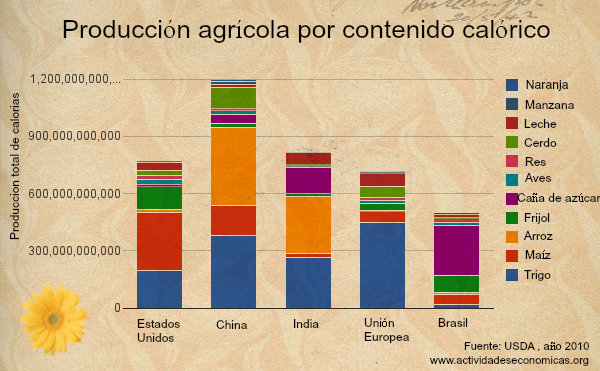 Mapa de producción agrícola en el mundo